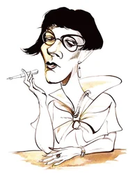 Sylvia Townsend Warner - caricature tenant un stylo